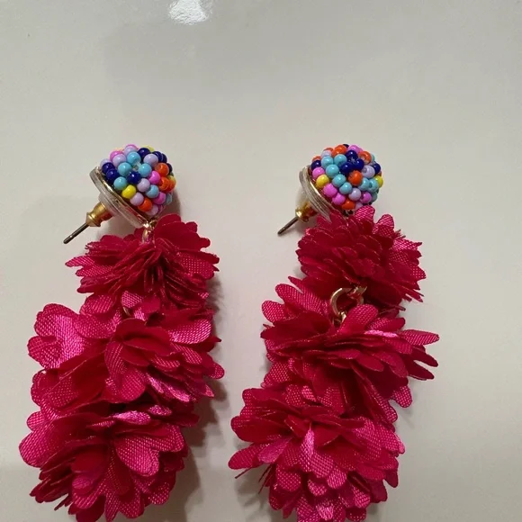 J. Crew Factory Pink Floral Earrings - Picture 2 of 4